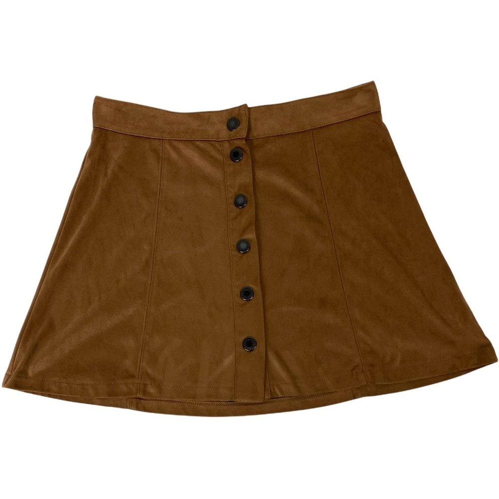 American Eagle Outfitter Womens Skirt Size 2 Brown Camel Faux Suede Button Down